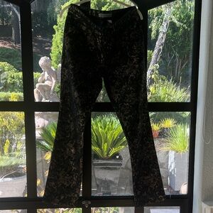 Chico's Black and Gold Patterned Flare Jeans